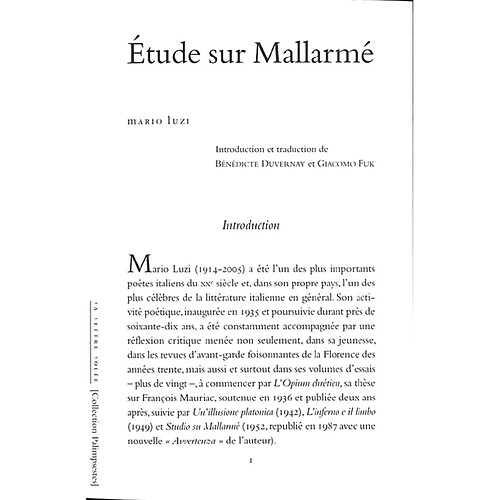 Etude sur Mallarmé