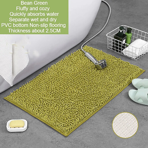 LUUCOZK Tapis de bain antidérapants, absorbants, à séchage rapide, décoration de salle de bain, AA8769, vert haricot-50X80CM