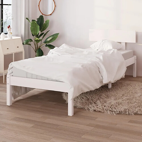 vidaXL Cadre de lit sans matelas blanc bois massif 90x200 cm