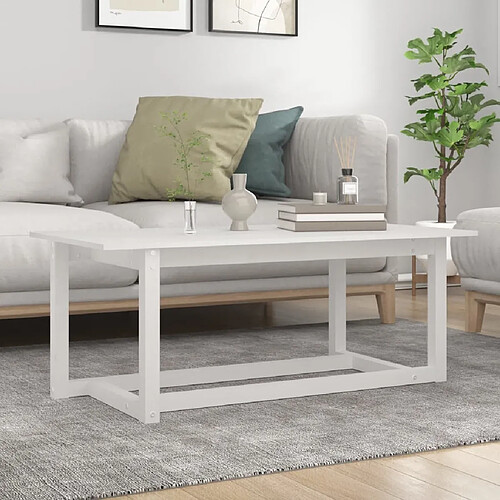 Maison Chic Table basse,Table Console Table d'appoint, Table pour salon Blanc 110x55x45 cm Bois massif de pin -MN82640