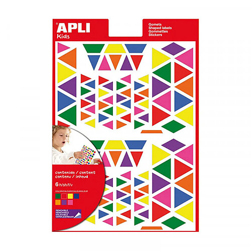 Apli Agipa 6 Feuilles de gommettes multicolores en triangles