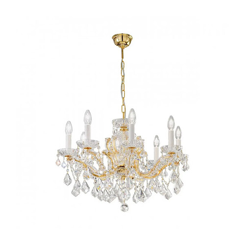 Luminaire Center Chandelier en cristal MARIA LOUISE Or 24 Carats 8 ampoules