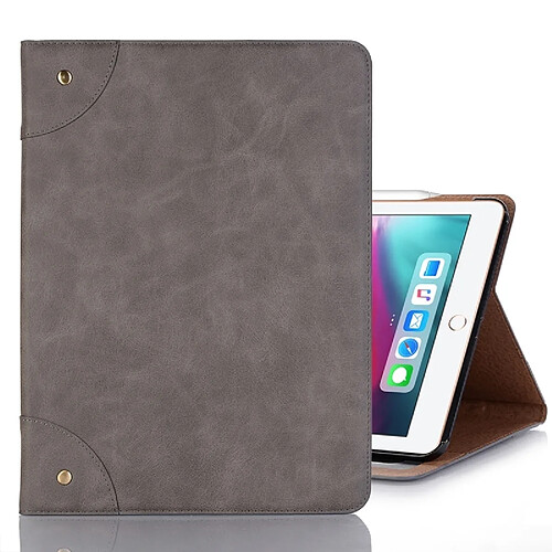 Wewoo Housse Étui Coque en cuir PU à rabat horizontal de style rétro pour iPad Pro12,9 pouces 2018avec support et emplacements cartes et porte-monnaie Gris