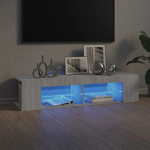 vidaXL Meuble TV avec lumières LED sonoma gris 135x39x30 cm