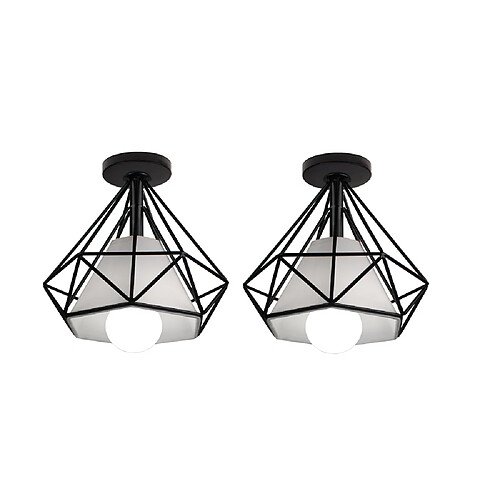 Stoex 2PCS Plafonnier en Forme de Diamant Lustre Moderne Créatif Simple Ø20CM Pour Café Restaurant Salle À Manger Bar (Noir)