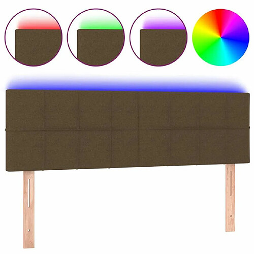 Maison Chic Tête de lit moderne à LED lumineuse pour chambre - Décoration de lit Marron Foncé 144x5x78/88 cm Tissu -MN90110