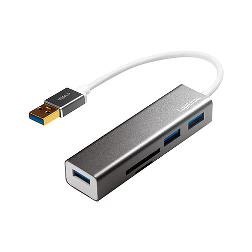 LogiLink Lecteur de cartes + hub USB 3.0, 3 ports, gris ()