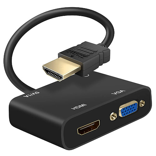 Avizar Adaptateur HDMI Mâle vers VGA et HDMI Femelles avec Prise Audio 3.5mm et Charge