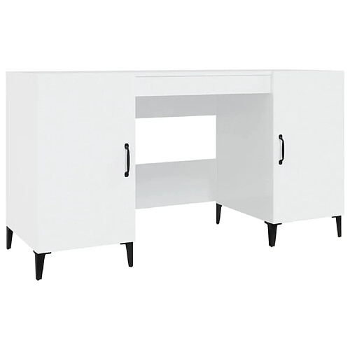 Maison Chic Bureau,Table de travail,bureau de travail pour chambre Blanc brillant 140x50x75 cm Bois d'ingénierie -GKD85472