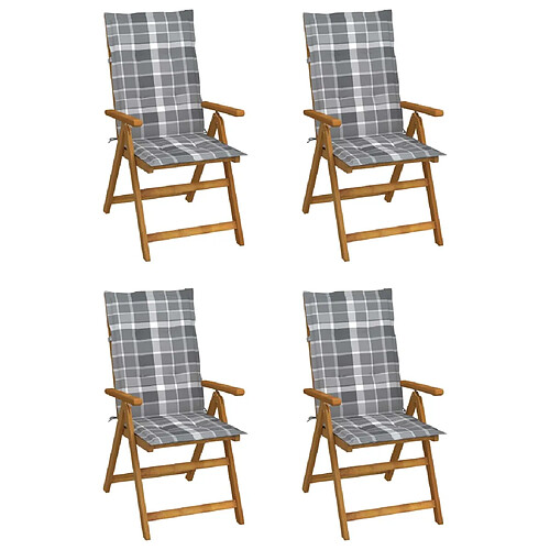 vidaXL Chaises inclinables de jardin lot de 4 et coussins Bois acacia