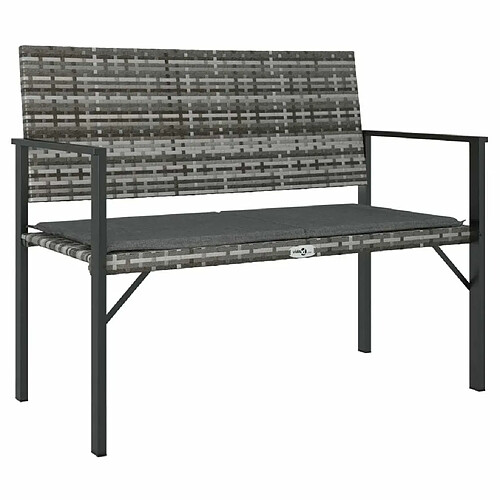 Maison Chic Banc de jardin à 2 places | Banquette de jardin | Chaise Relax avec coussin gris résine tressée -MN76640