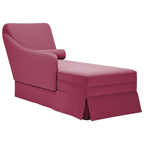 vidaXL Fauteuil long avec traversin et accoudoir droit rouge bordeaux