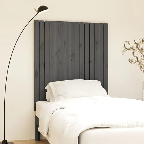 vidaXL Tête de lit murale Gris 95,5x3x110 cm Bois massif de pin