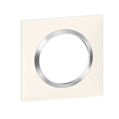 plaque legrand dooxie - 1 poste - blanc - bague chromé - legrand 600841