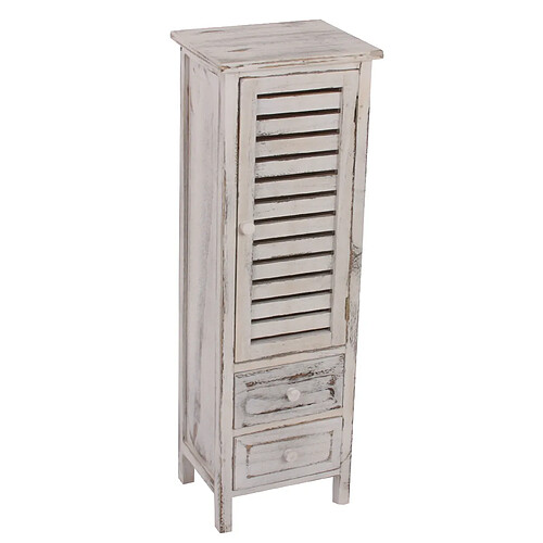 Mendler Commode / armoire, 2 tiroirs, 30x25x90cm, shabby, vintage ~ blanc