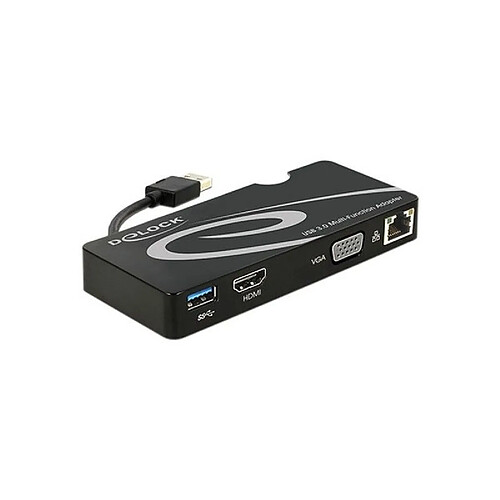 Adaptateur USB 3.0 vers VGA/HDMI/LAN/USB 3.0 DELOCK 62461 Noir