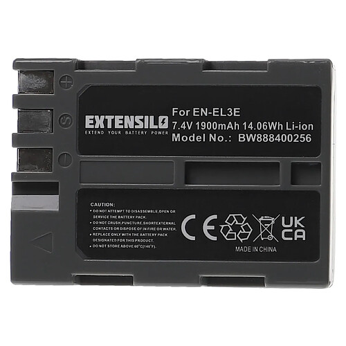 Vhbw EXTENSILO Batterie compatible avec Nikon D50, D70, D100, D100 SLR, D200, D300, D300s, D700 appareil photo, reflex numérique (1900mAh, 7,4V, Li-ion)