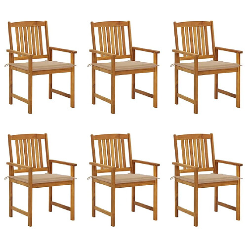 Maison Chic Lot de 6 Chaises de jardin avec coussins | chaises d'extérieur | Fauteuil Relax Bois d'acacia massif -GKD33942