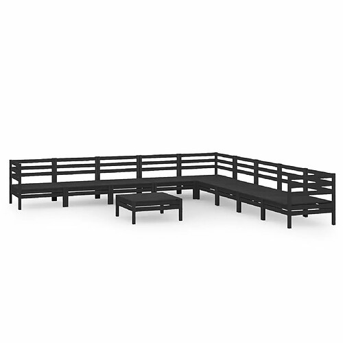 Maison Chic Salon de jardin 10 pcs - Table et chaises d'extérieur - Mobilier/Meubles de jardin Moderne Bois de pin massif Noir -MN20850