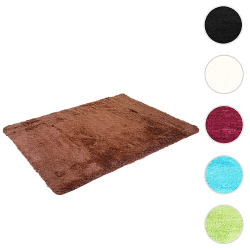 Mendler Tapis HWC-F69, shaggy, épais, poil long, tissu/textile, cotonneux, doux, 160x120cm ~ marron foncé