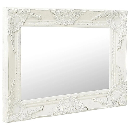 Maison Chic Miroir mural style baroque | Miroir Décoration pour Maison Salle de Bain 50x40 cm Blanc -GKD35403