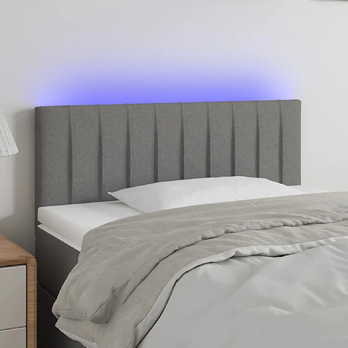 vidaXL Tête de lit à LED Gris foncé 100x5x78/88 cm Tissu