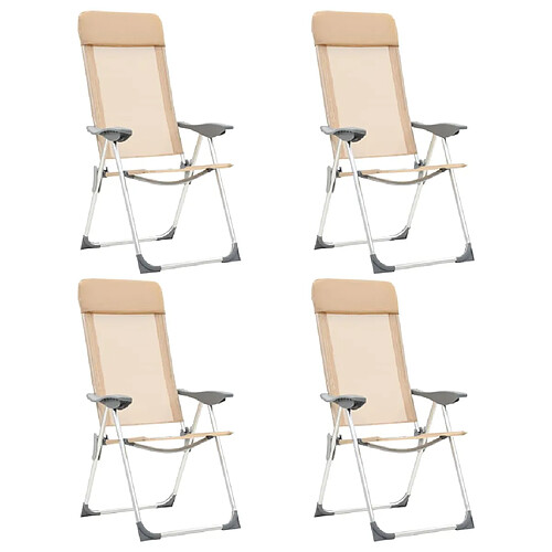 vidaXL Chaises de camping pliables 4 pcs Crème Aluminium