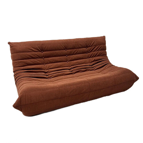 SoftEva Canapé trois places - Marron - sans assemblage, mousse double confort, support ergonomique, intérieur en tissu Soft touch