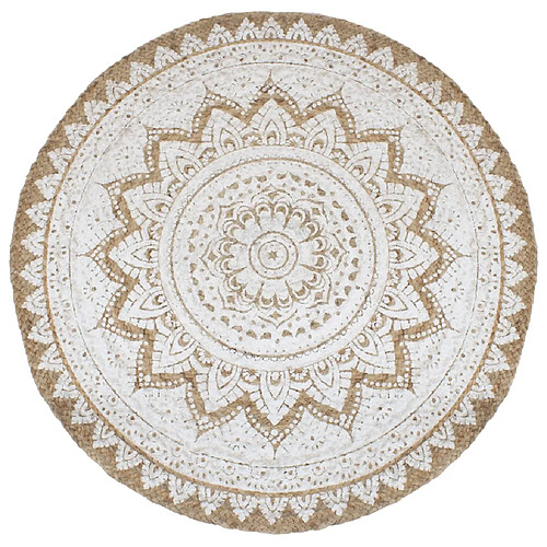 vidaXL Tapis de sol Jute tressée imprimée 210 cm Rond