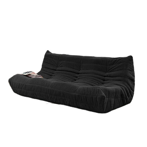 SoftEva style Togo canapé trois places noir sans assemblage, mousse double confort, soutien ergonomique du corps entier