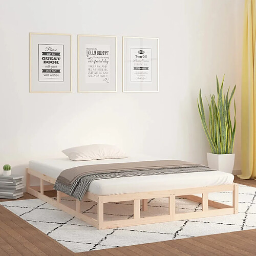 vidaXL Cadre de lit sans matelas 120x200 cm bois massif