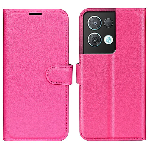 Etui en PU texture litchi, anti-écaillage avec support pour Oppo Reno8 Pro + 5G/Reno8 Pro 5G (Global Version) - rose