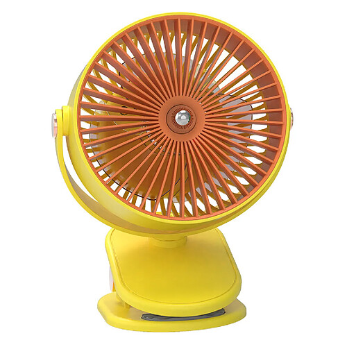 (Jaune) Conception Créative de Ventilateur de Clipon Usb Rechargeable Chargeant Le Refroidissement de Ventilateur Portatif