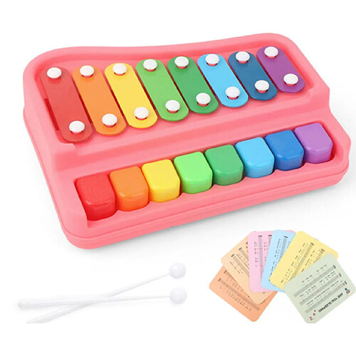 YP Select 2 en 2 main frapper sur le piano jouant Instrument jouet Puzzle éducation précoce Octave Piano jouet-rose