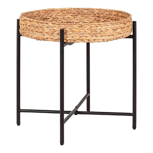 Mes Table d'appoint ronde 50x48,5 cm en jacinthe d'eau et métal noir