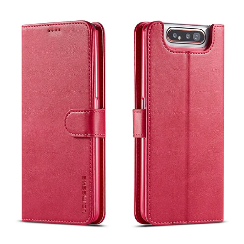 Wewoo Housse Coque Pour Galaxy A80 / A90 LC.IMEEKE Étui en cuir à rabat horizontal à texture de veauavec support et fentes cartes et portefeuille Rose rouge