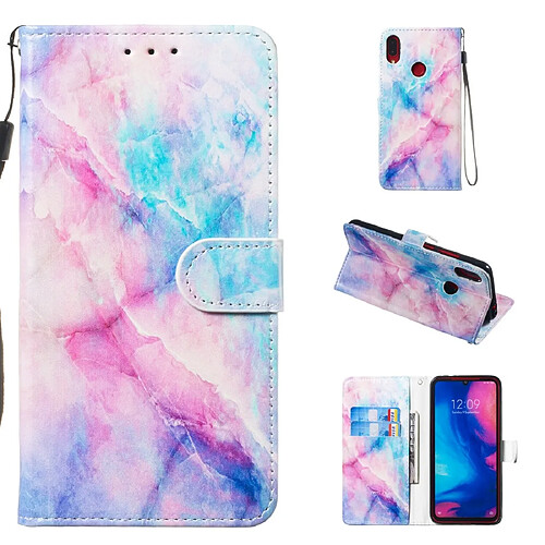 Wewoo Coque Fashion Etui de protection en cuir pour Redmi Note 7 Marbre Rose Bleu