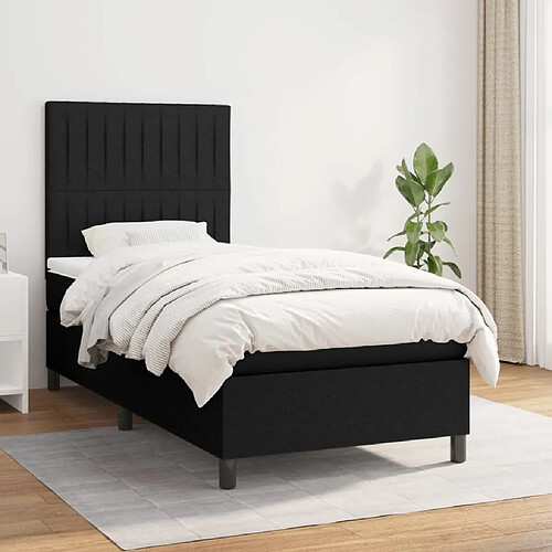 Maison Chic Lit Adulte - Lit simple Lit à sommier tapissier avec matelas moelleux - Meuble de Chambre - Noir 100x200 cm Tissu -MN61801