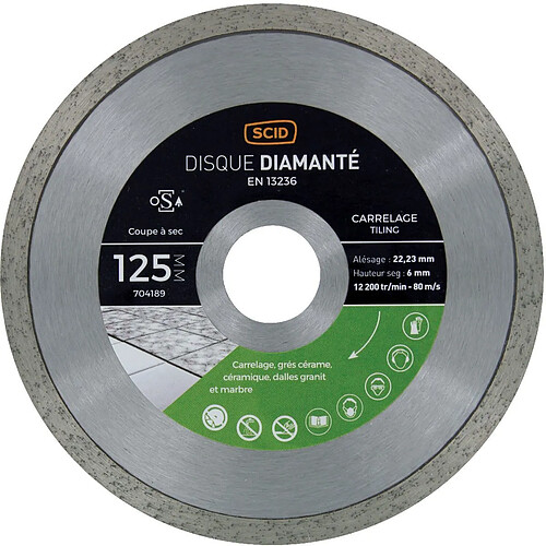 Disque diamanté grés cérame et carrelage SCID Ø125mm