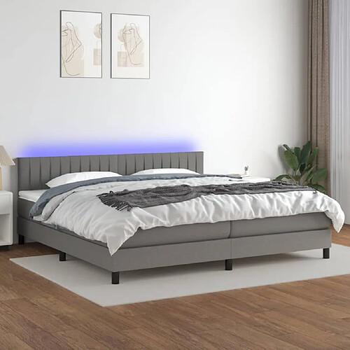 vidaXL Sommier à lattes de lit et matelas et LED Gris foncé 200x200 cm