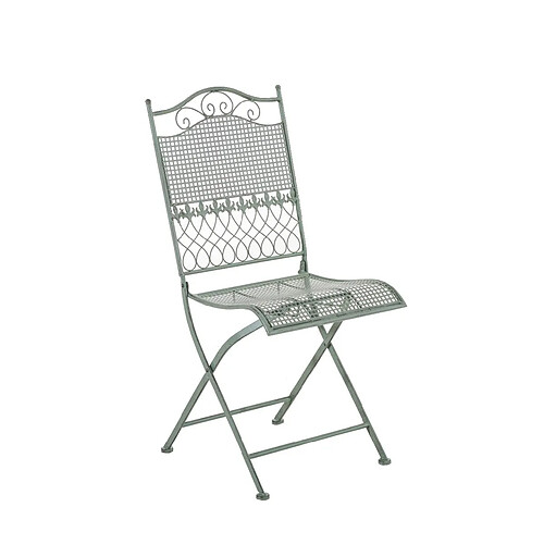 Decoshop26 Chaise de jardin en fer forgé vert vieilli MDJ10024