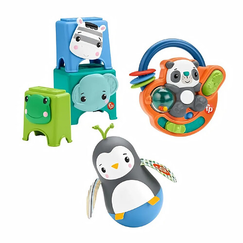 Fisher Price Fisher-Price - Coffret je découvre mes mains, 3 jouets d'éveil, spécial motricité fine - Jouet d'éveil Bébé - Des 6 mois