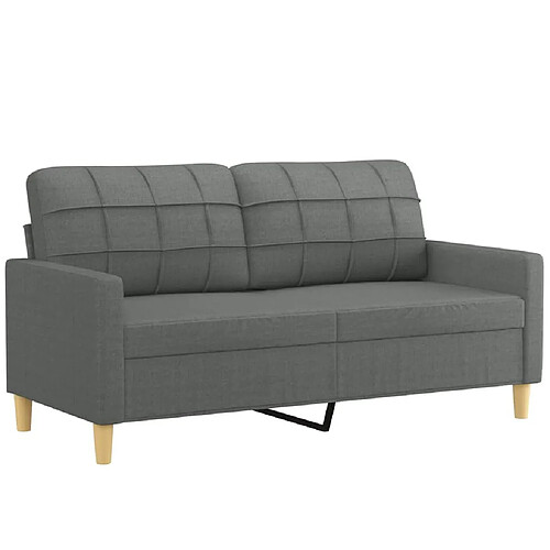 Maison Chic Canapé à 2 places,Sofa de Salon,Canapé droit Gris foncé 140 cm Tissu -GKD431055