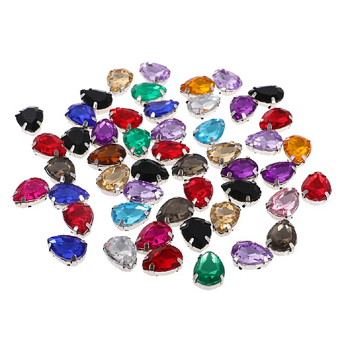 50pcs 10 * 14mm Goutte D'eau Acrylique Rhinestone Bouton Multicolore Pour Diy Artisanat