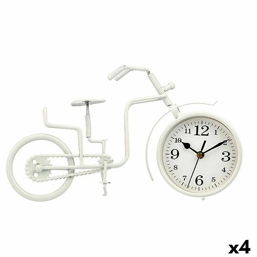 Gift Decor Horloge de table Bicyclette Blanc Métal 33 x 21 x 4 cm (4 Unités)