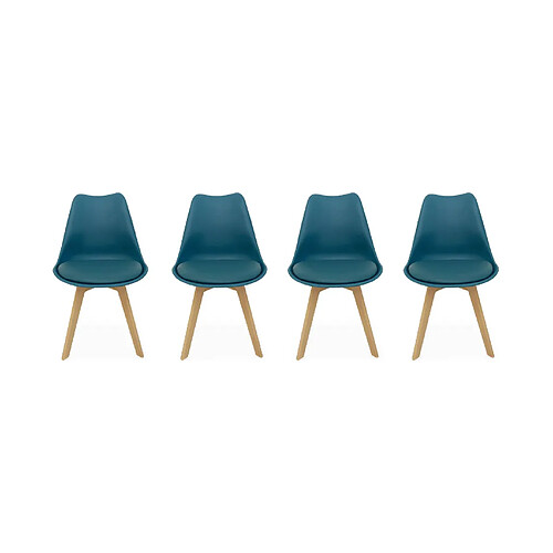 Lot de 4 chaises scandinaves, Nils, pieds bois de hêtre, fauteuils 1 place | sweeek