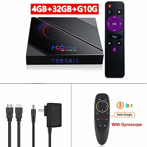 H96 Max H616 Top Box Wifi Double Bande Android 10.0 Tv Box 4 32G 4 32G_Prise Australienne Télécommande G10S