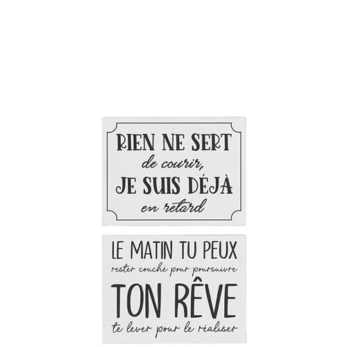 Dansmamaison Pancarte Textes Français Retard Reve Metal Blanc/Noir Assortiment De 2