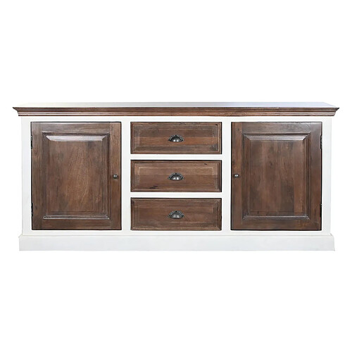 Pegane Buffet, meuble de rangement en bois de manguier coloris marron foncé - Longueur 180 x Profondeur 46 x hauteur 83 cm