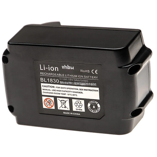 vhbw Batterie compatible avec Makita BHS630RFE, BHS630Z, BJN161, BJR181, BJR181F, BJR181RF outil électrique (3000mAh Li-ion 18V)